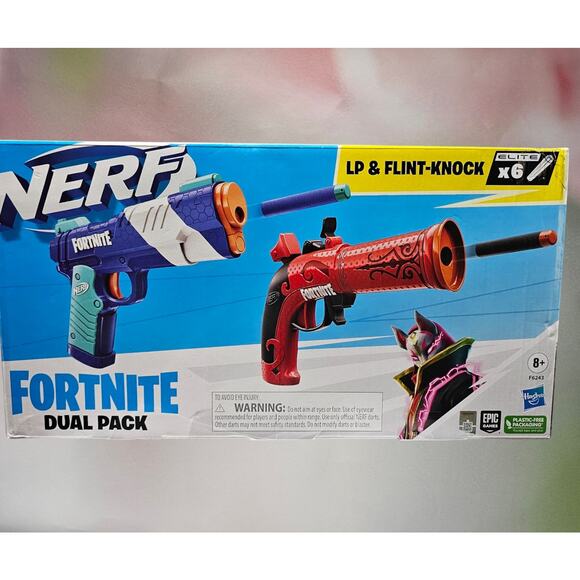 Nerf Fortnite Dual Pack Flint Knock Blasters  and Darts NWT - Picture 1 of 6